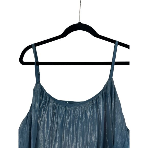 Women's Lane Bryant Camisole Top Metallic Blue 26/28 Girly Flowy‎ - Picture 6 of 8